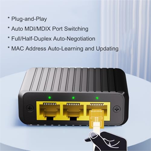 Gigabit Ethernet Splitter, 1000Mbps High Speed Hub for Home Offices Dorm - 3