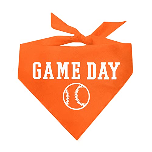 Game Day Dog Bandana | 100% Cotton Adjustable Triangle | Made in USA | Baseball| Sports | Biggest Fan | Game Day | Orange, One Size (1054)