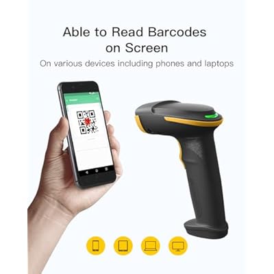 Inateck 2D Barcode Scanner Bluetooth, Barcode Reader with 2.4Ghz Smart Base, Screen Scanning, BCST-54 Black (Pack of 2)
