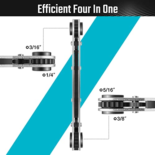 Duratech Hvac Service Wrench, Refrigeration Wrench, 4 In 1 Service Wrench, 3/16", 1/4", 5/16", 3/8", For Air Conditioning, Refrigeration Equipment, With Hex Bit Adapter #TOP2