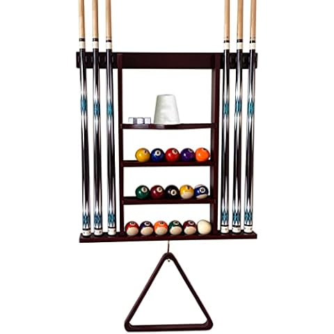 GACCO BILLIARDS Pool Cue Stick Holder Wall Mount, Pool Cue Holder, Billiard Cue Rack For Pool Table Accessories. Pool Table Stick Holder Wall Mount Made Of 100% Solid Wood (Mahogany) Cover