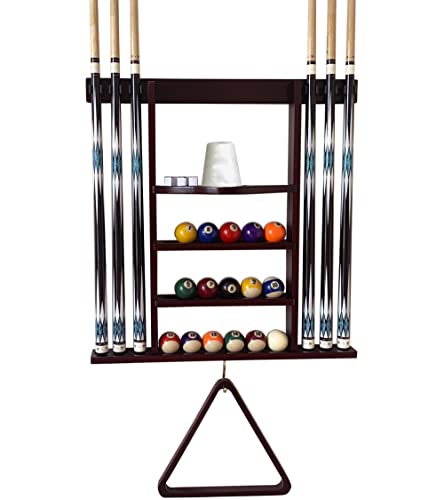GACCO BILLIARDS Pool Cue Stick Holder Wall Mount, Pool Cue Holder, Billiard Cue Rack For Pool Table Accessories. Pool Table Stick Holder Wall Mount Made Of 100% Solid Wood (Mahogany)