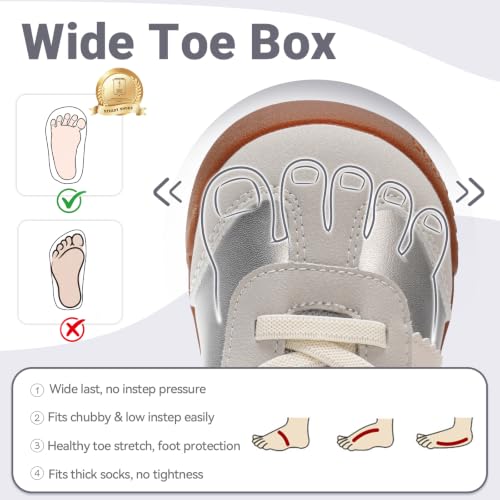 TARANIS Baby Shoes Toddler Sneakers - Wide Toe Box First Walker Shoes for Boys Girls, Easy Hook and Loop Silver by TARANIS - Used condition - Image 4