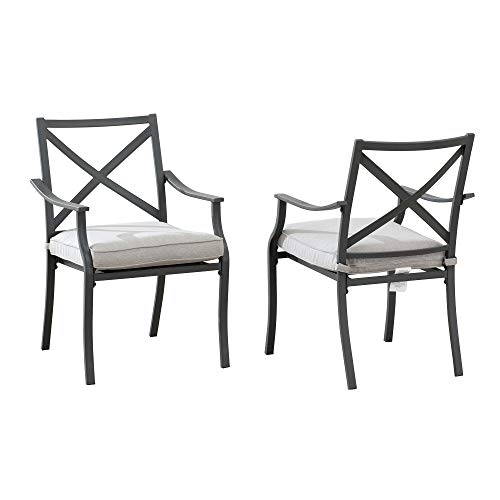 Amazon Brand - Ravenna Home Archer Steel-Framed Outdoor Patio Dining Chairs, Set Of 2, 35"H, Gray #TOP24