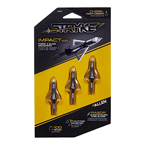 Stryke™ Impact Fixed Blade Broadhead By Allen®, 100-Grain, 3-Pack #TOP5