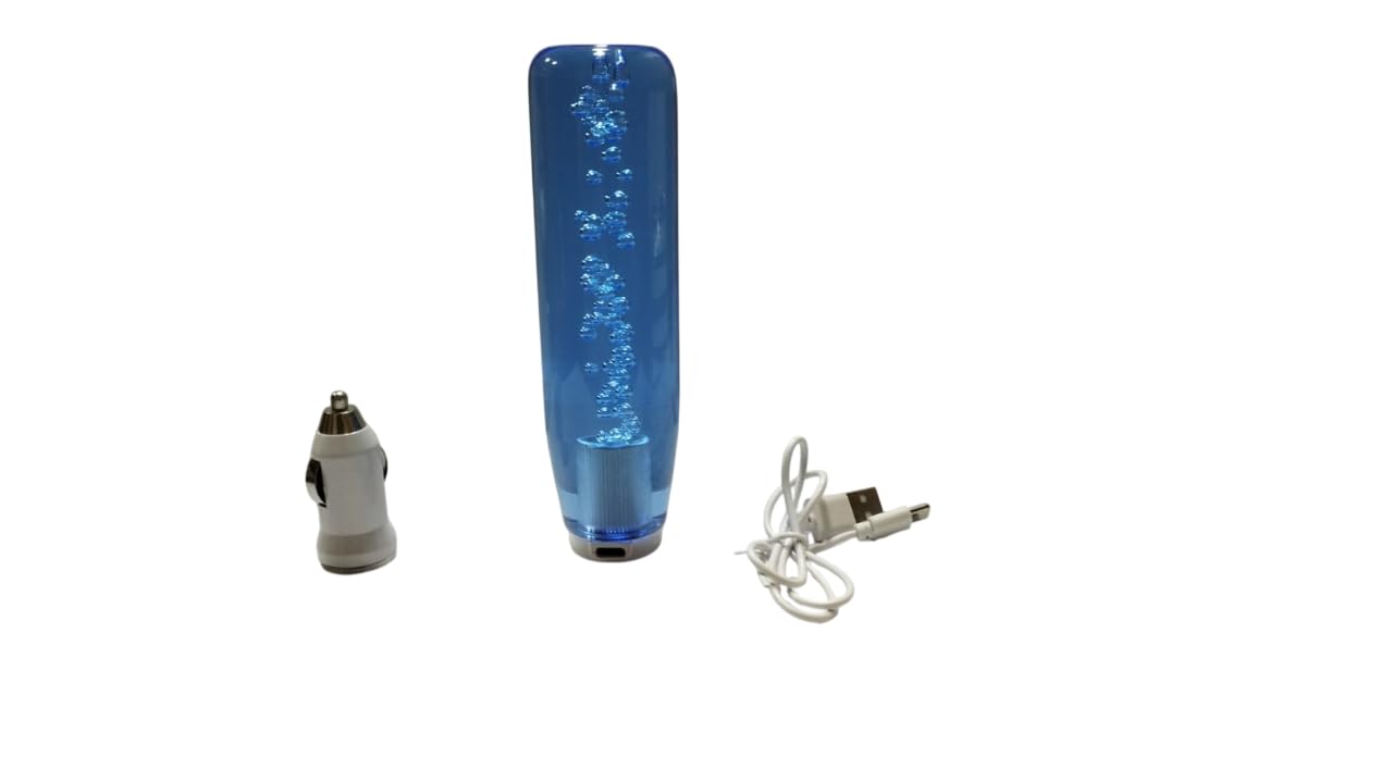 Autotrends Car Luminous Crystal Shift Knob RGB Colorful Universal LED Crystal Bubble Gear Stick Drift Shift Knob With Power Cable Cigarrette Plug Adapter And 3 Threaded adapter (Blue, 10 CM)