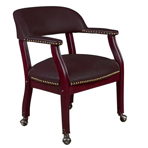 Regency Ivy League Captain Chair with Casters, Burgundy