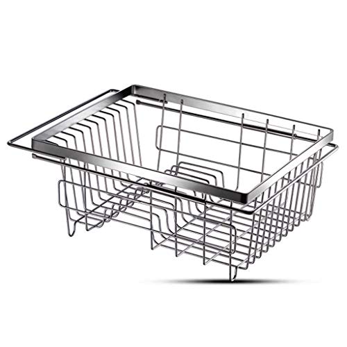 HPTHLY Escurridor De Platos, Escurridor De Fregadero De Cocina, Escurridor De Fregadero De Acero Inoxidable, Cesta De Filtro Rectangular Retráctil