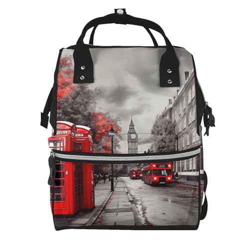 Sac à dos à langer multifonction rouge et noir grand format pour maternité