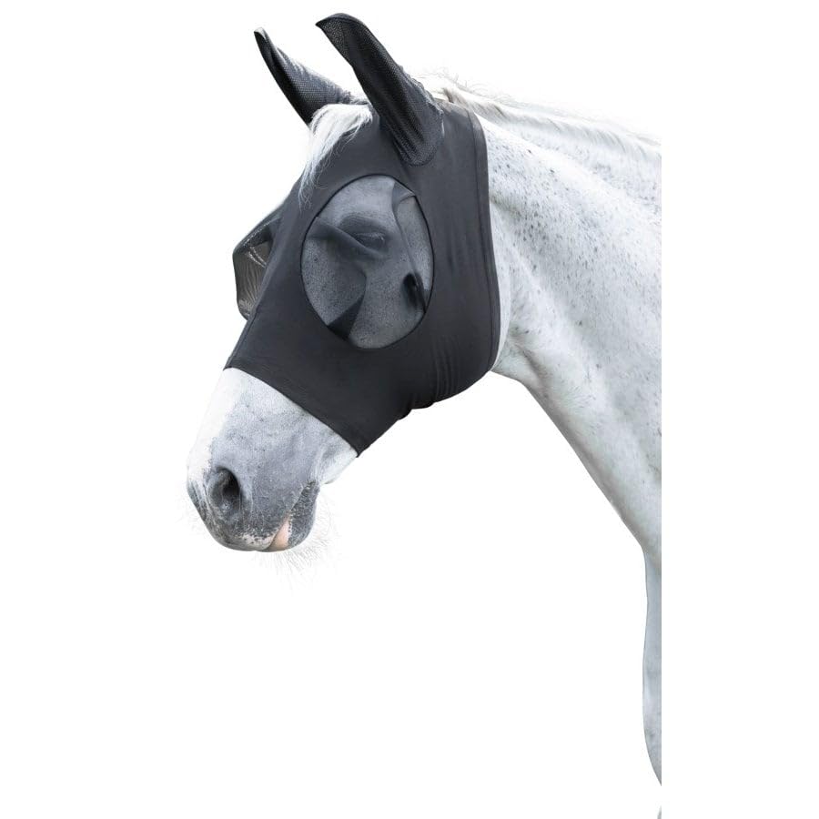 Coco Equestrian Fine Mesh Horse Fly Mask with Ears (Black, Cob)