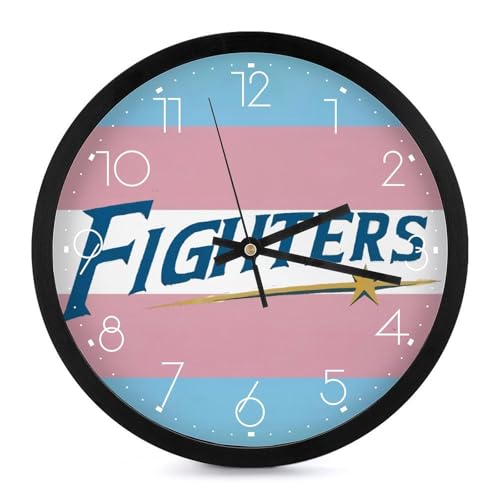 北海道日本ハムファイターズ 掛け時計 壁掛け時計 円形 静音 電池式 アラビア数字 オフィス/寝室/リビング