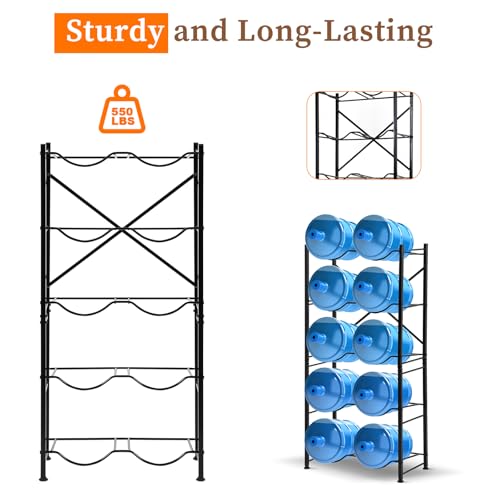 5 Gallon Water Bottle Holder for 10 Bottles, 5 Tiers Row Water Jug Rack by FAHKNS - Image 6