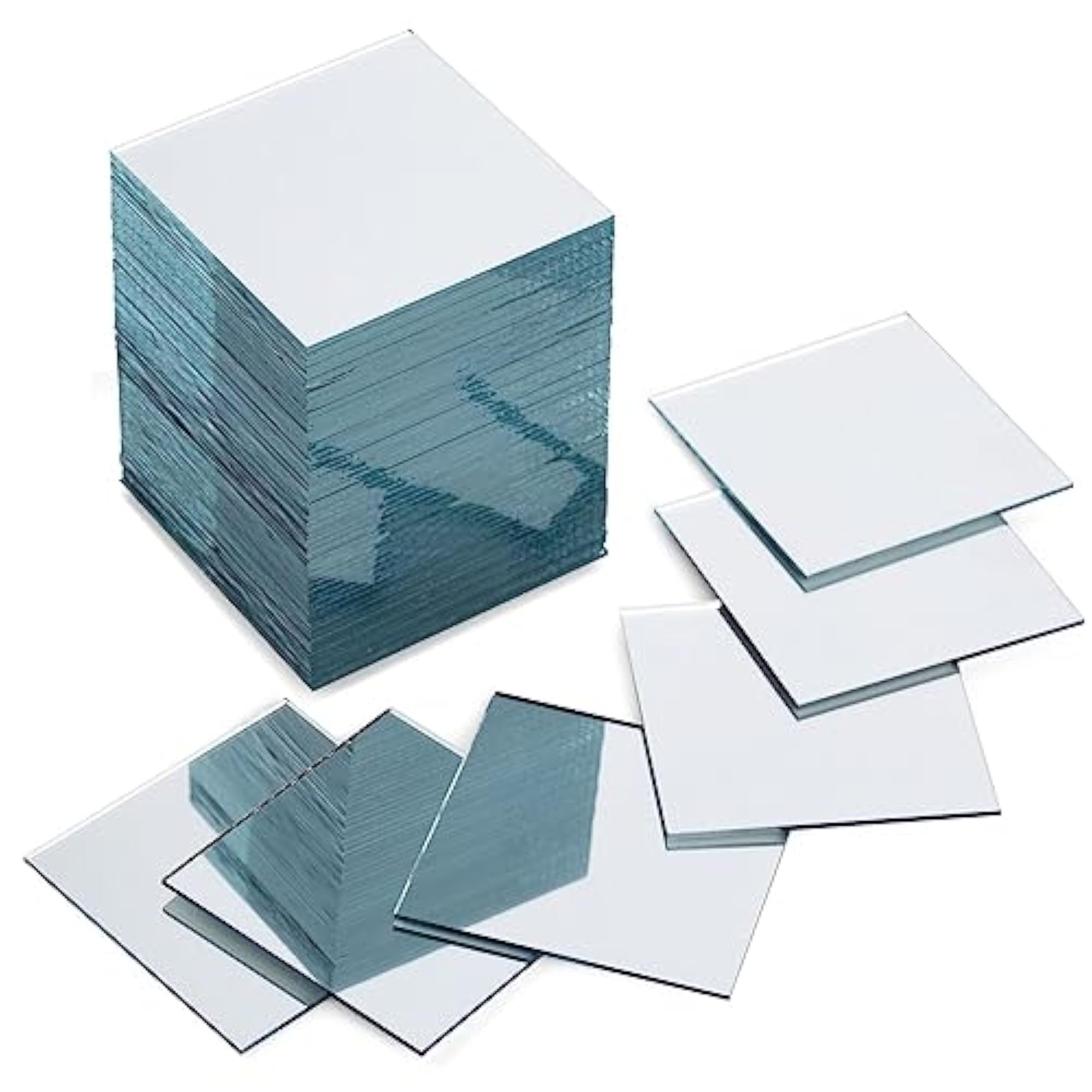 Square Mirror Tiles for DIY Crafts, 60 Pack