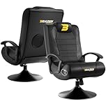 BraZen Stag Kids Gaming Chair for Kids Two Audio Speakers Subwoofer Bluetooth Compatible Boys Girls Small Gaming Chair Foldable Junior Child Speaker Video Games Chairs No Wheels - Black