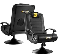 BraZen Stag Kids Gaming Chair for Kids Two Audio Speakers Subwoofer Bluetooth Compatible Boys Girls Small Gaming Chair Foldable Junior Child Speaker Video Games Chairs No Wheels - Black