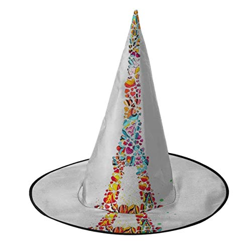 Sombrero de bruja de la torre Eiffel de color disfraz de Halloween...