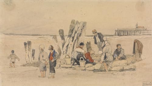 Impression d'affiches Pêcheurs sur la plage d'Ostende de Samuel Prout, Toile Art Portrait 60x90cm