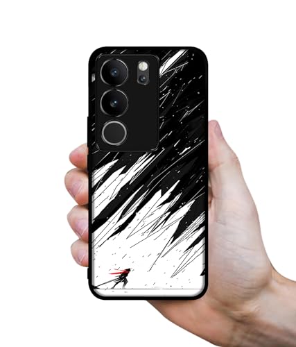 Image of Geometric Strom Design Premium 2D Printed Metal Back Case Cover for Vivo V29 5G / V29 Pro 5G, Black