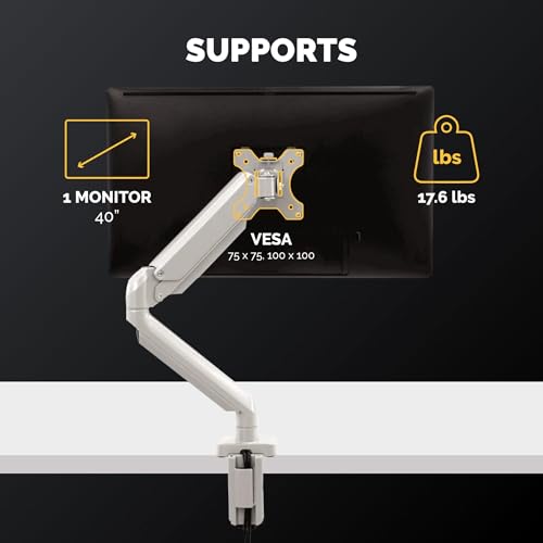 Image of Fellowes Platinum Series Single Monitor Arm for 40-Inch Monitors, Full Motion, 360 Rotation, VESA Mount with Grommet or Clamp, USB Ports, Ergonomic, Silver, 8056401