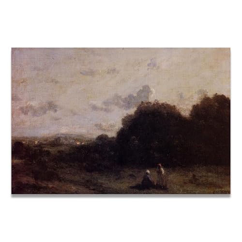 Tableau Paysage Barbizon en Toile de style vintage, une œuvre artistique d'exception 80x120cm