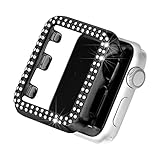 Secbolt Bling Case Compatible with Apple Watch 38mm 40mm 42mm 44mm, Full Cover Bumper Screen Protector for iWatch Series 5 4 3 2 1, Black 42mm