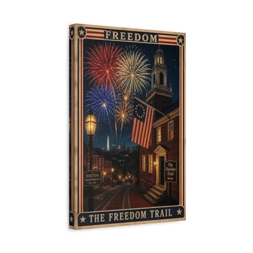 Tableau Freedom Trail en toile premium | Impression d'art vintage verticale 30x45 cm