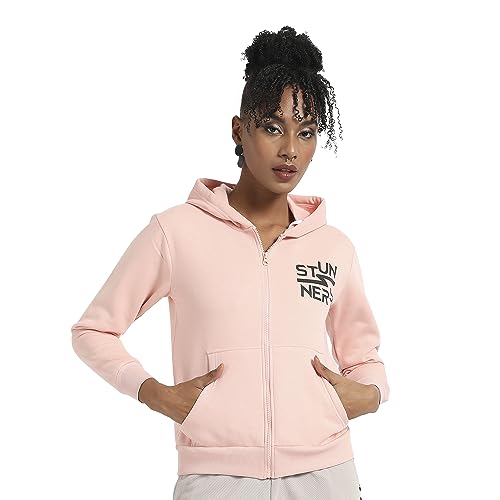 Image of Campus Sutra Women cotton Premium Zipper Hoodie-Grey