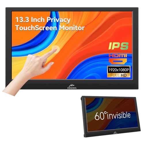 Kenowa Touchscreen Portable Monitor 13.3 Inch, IPS FHD 1080P Small HDMI Monitor Built-in Privacy Screen/Speaker/Adjustable Stand HDMI VGA External Display for Laptop Compuer Wins OS Rasp pi