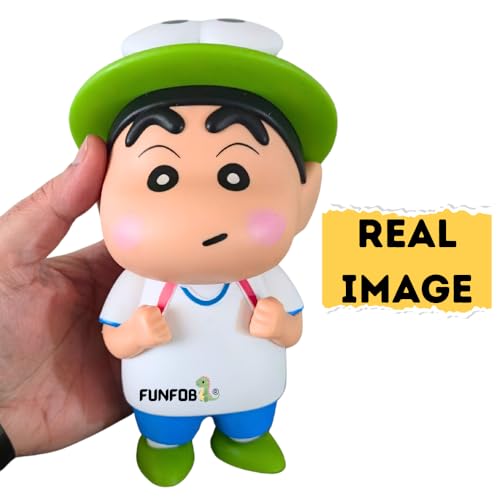 Image of FUNFOB Shinchan Action Figure | Big Size Height-19CM Cartoon Figures Toys for Boys & Girls PVC Multicolour | Frog Hat Shin chan