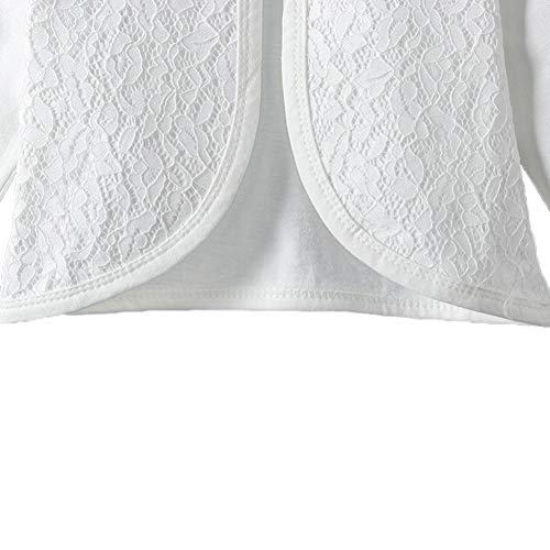Image of Girl Lace Bolero Cardigan Shrug - Little Girl Long Sleeve Shrug Sweater with Pearls 2-11 Years