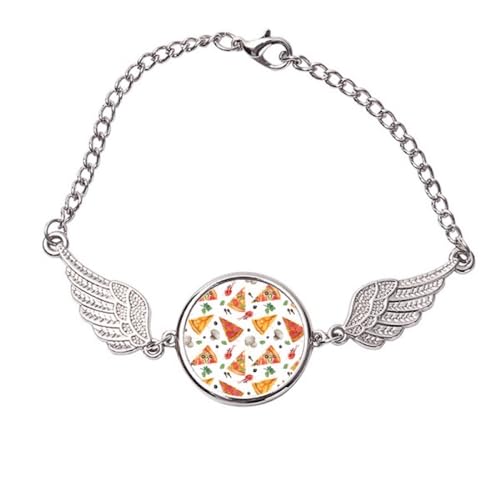 Bracelet Pizza et Ailes d'Ange en Métal pour vos Sorties Urbaines