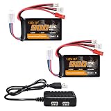 VICMILE SCX24 Battery 7.4V 900mAh Lipo Battery 2S 35C(Burst 70C) FCX24 Battery with PH2.0&JST&Molex Plug Fit for FMS SCX24 RC Car WLtoys A949 A959 A969 A979 K929 Most 1/10 1/16 1/18 1/24 RC Car Truck
