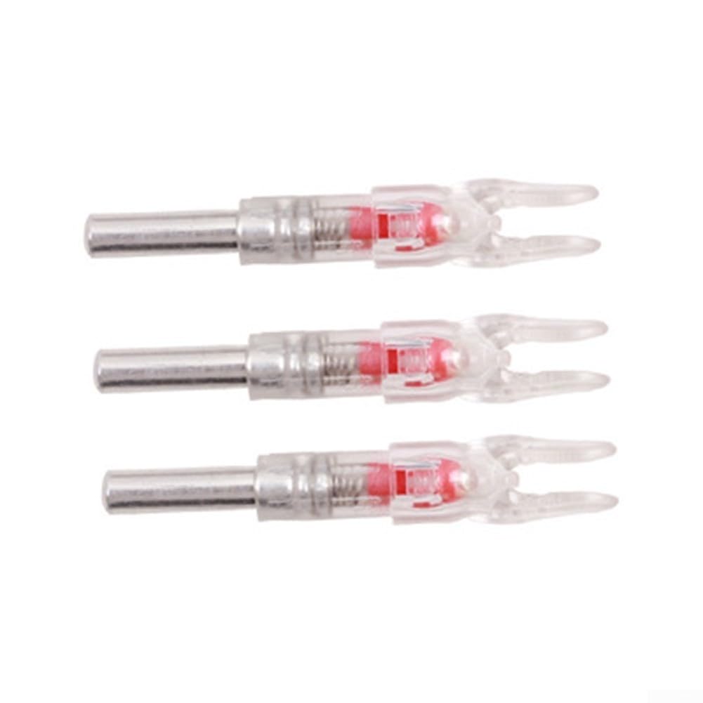 3 Pezzi tiro con L'Arco cocche Illuminate a LED automaticamente Coda dell'albero della Freccia Luminosa Adatta per Alberi in Carbonio da 6,2 mm (Rosso)