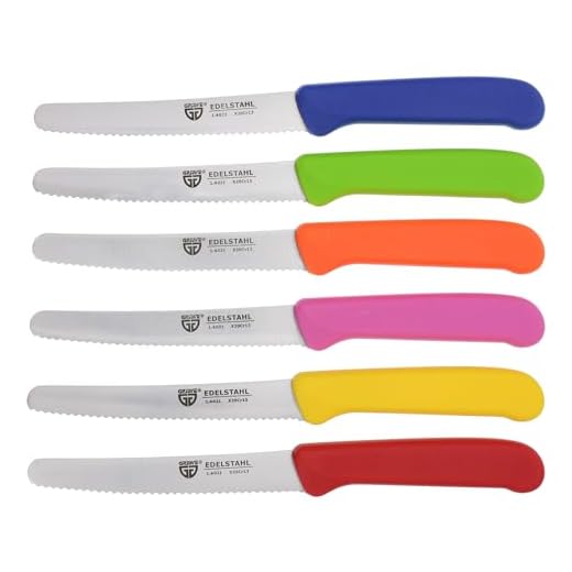 GRÄWE Coltello da tavola in Acciaio Inox, Set di 6, Coltello da Pane, Coltello da Colazione con Lama seghettata, Coltello - Colorato