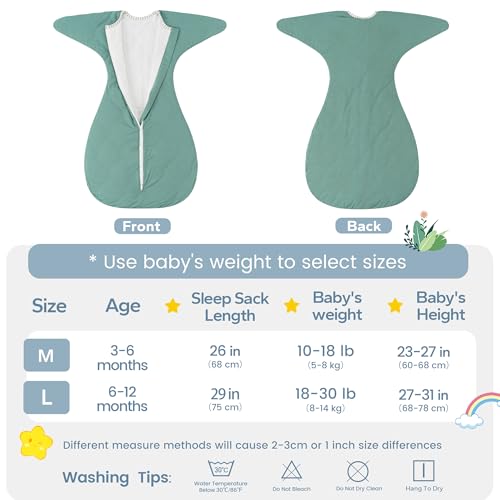 Image of ZIGJOY Swaddle Sleep Sack 3-6 Months, 2.5 Tog Winter Baby Wearable Blanket | Rayon Made from Bamboo, Long Sleeves, Arms Free, 2-Way Zipper, High Stretchy