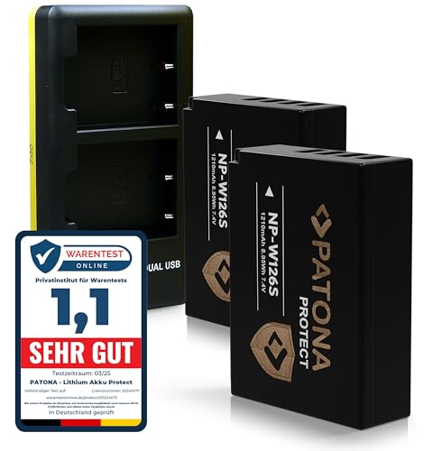 PATONA 1957 Cargador USB C Doble + 2X Protect NP W126S Batería 1210mAh NTC Compatible con Fujifilm FinePix HS30EXR HS33EXR HS50EXR X T20 X H1 XT1 XT3 XT100 XT200 XPRO2 XPRO3 XA3 XA5 XA7 XA10