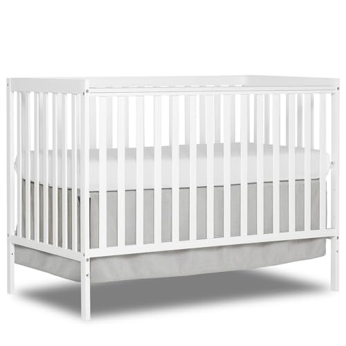 5-in-1 Convertible Crib, Baby Crib, Converts from Baby Crib to Toddler Bed, Daybed and Full-Size Bed Frame, Fits Standard Full-Size Crib, Baby Bed White (Mattress not Included