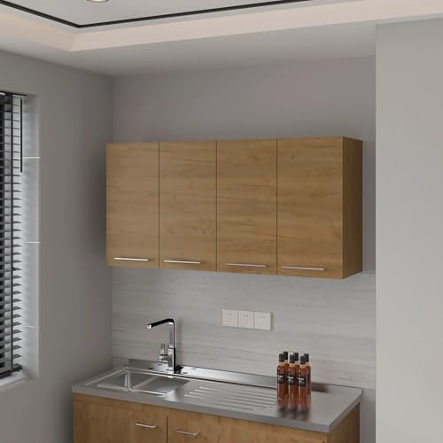 Natural Oak Wall Cabinet Kitchen in Melamine with 4 Door