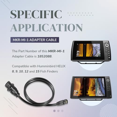 Image of 1852088 MKR-MI-1 Adapter Cable fit for Humminbird Helix 15 12 10 9 8 Fish Finders, Replace for Helix Built-in MEGA Down Imaging Adapter Cable, 30-Inch