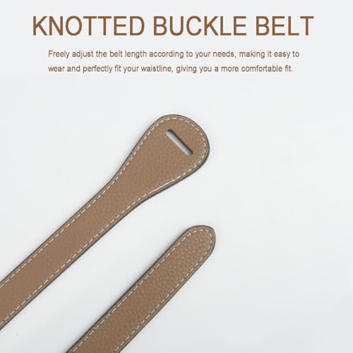 Knot Belts For Women, Fashion Tie A Knot Genuine Leather Waist Belt For Jeans Jumpsuit Coat3