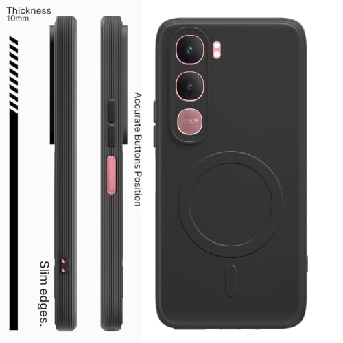Image of Pikkme Back Cover for Vivo Y31 5G Soft Matte Silicone Mag-Safe Design (Mag-Safe Not Support) Camera Protection | Slim Fit Bumper Cover (Black)