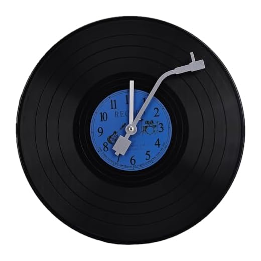 Musical Black Vinyl Record Wall Clock Battery Operated Music Room Decor Decoration Art Hanging Clocks- 11.81inch Blue
