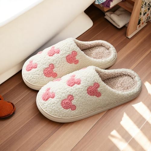 Womens Mens House Slippers Retro Comfy Warm Plush Slip on Fluffy Memory Foam Home Sippers for Winter Indoor Outdoor4