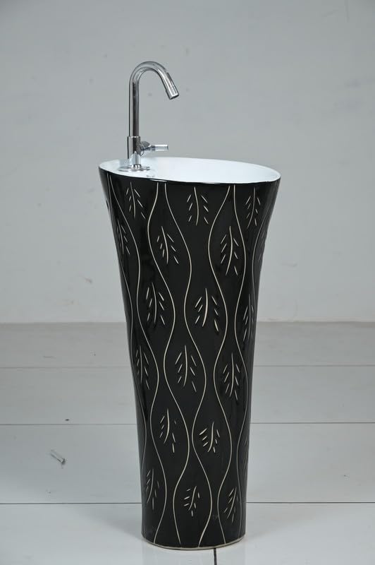 Image of Clay Plus Premium Ceramic Pedestal Free Standing Bowl Wash Basin | Wall Mounted & Floor Mount Bathroom Sink | Elegant Wash Basin for Bathroom, Living Room, Home, Hotel & Commercial Spaces