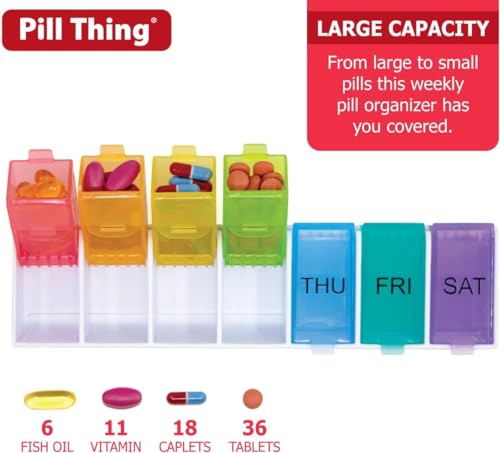 Image of 7 Times a Day Weekly Pill Box Organizer Case, Secure 7X Pillbox with Medication Schedule (997-389 Combo)