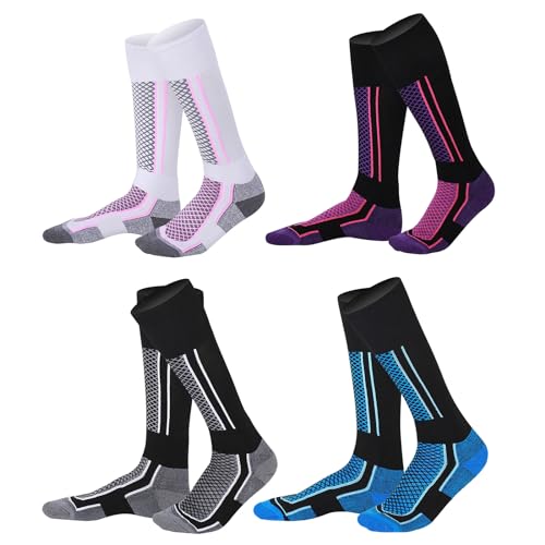 Meias de esqui de lã para mulheres e homens, meias térmicas de inverno, quentes, grossas, meias de c