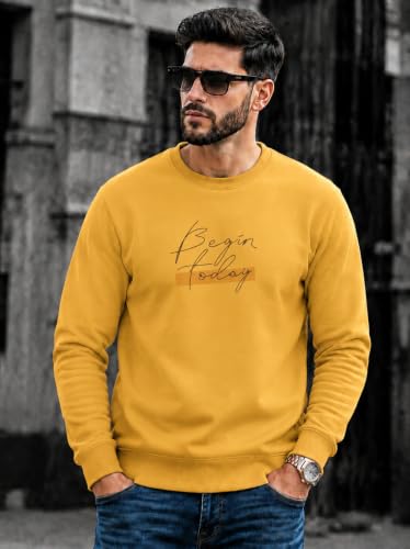 Image of Mack Jonney Men's Printed Fleece Sweatshirt|Full Sleeve Round Neck Winter Sweatshirt for Casual Wear|Travel|Gym & Everyday Style-mj-62