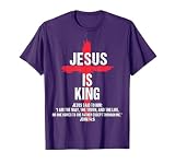 Kids Jesus Is King Christian-Shirt Boy Youth Religious Cross T-Shirt