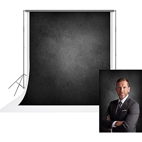 UrcTepics 8x8ft Pro Microfiber Abstract Black Background for Photography Headshot Backdrop Portraits Photography Backdrops Black Gray Photo Backdrops for Photography Black Photo Backdrop Cloth Cover