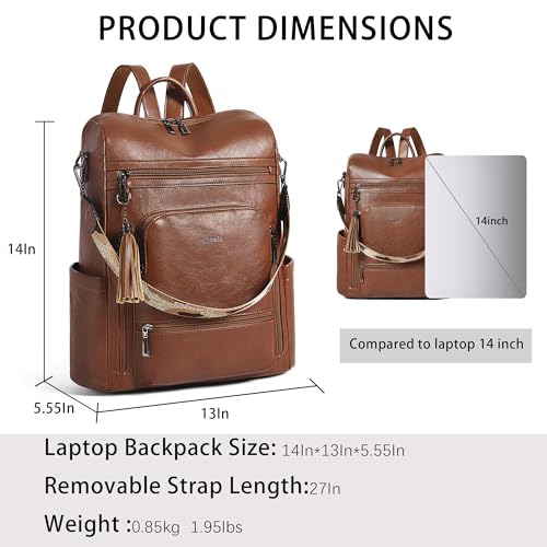 Image of Shrrie Vegan Leather Laptop Backpack for Women 15.6 inch Work Backpack Fashion Travel Backpack Purse for Business College